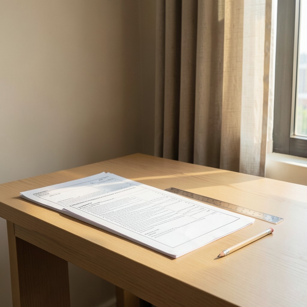 Quiet Pathum Wan studio desk with municipal report drafts and soft daylight