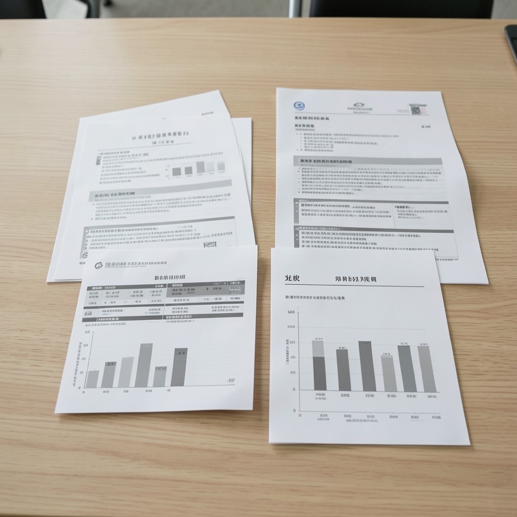 Printed municipal program scorecards and charts arranged on a meeting table